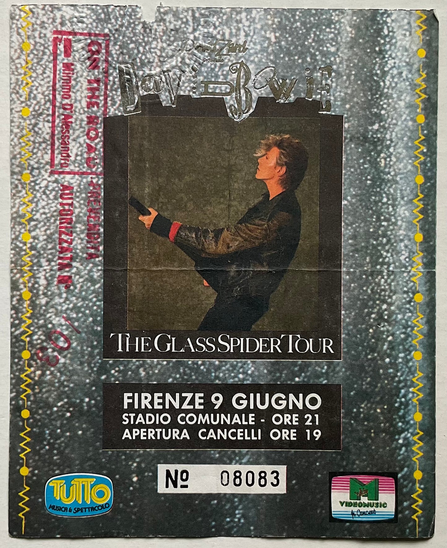 David Bowie Used Concert Ticket Comunale Stadio, Florence 9th Jun 1987