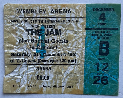 Jam Original Used Concert Ticket Wembley Arena London 4th Dec 1982