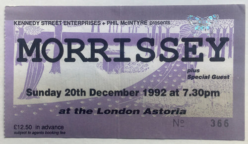 Morrissey Original Used Concert Ticket Astoria London 20th Dec 1992