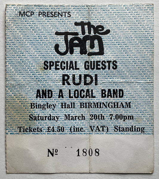 Jam Original Used Concert Ticket Bingley Hall Birmingham 20th March 1982