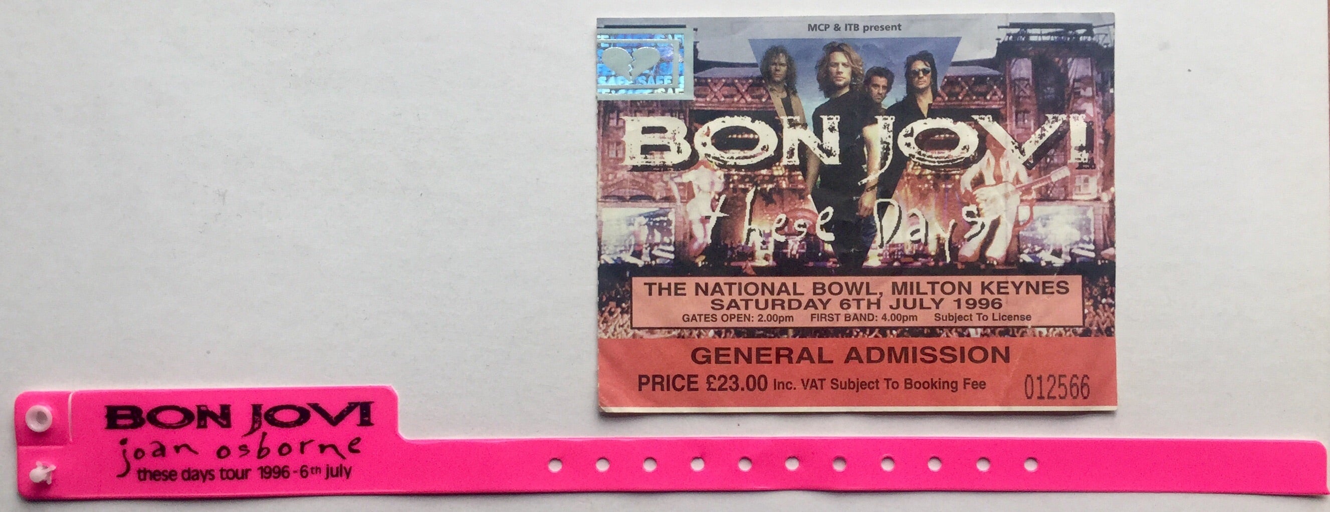 Bon Jovi Original Used Concert Ticket & Wristband National Bowl
