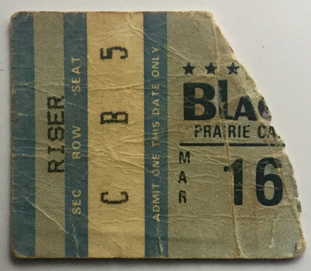 Black Sabbath Original Used Concert Ticket Prairie Capital Convention Centre Springfield 16th March 1982