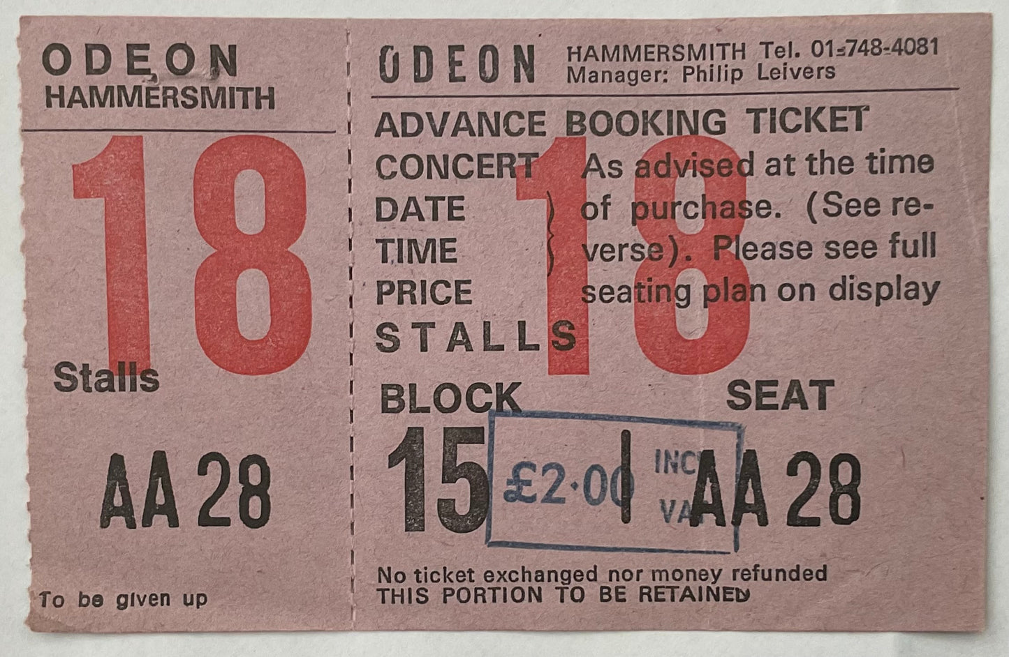 Jam Original Unused Concert Ticket Hammersmith Odeon London 24th Jul 1977