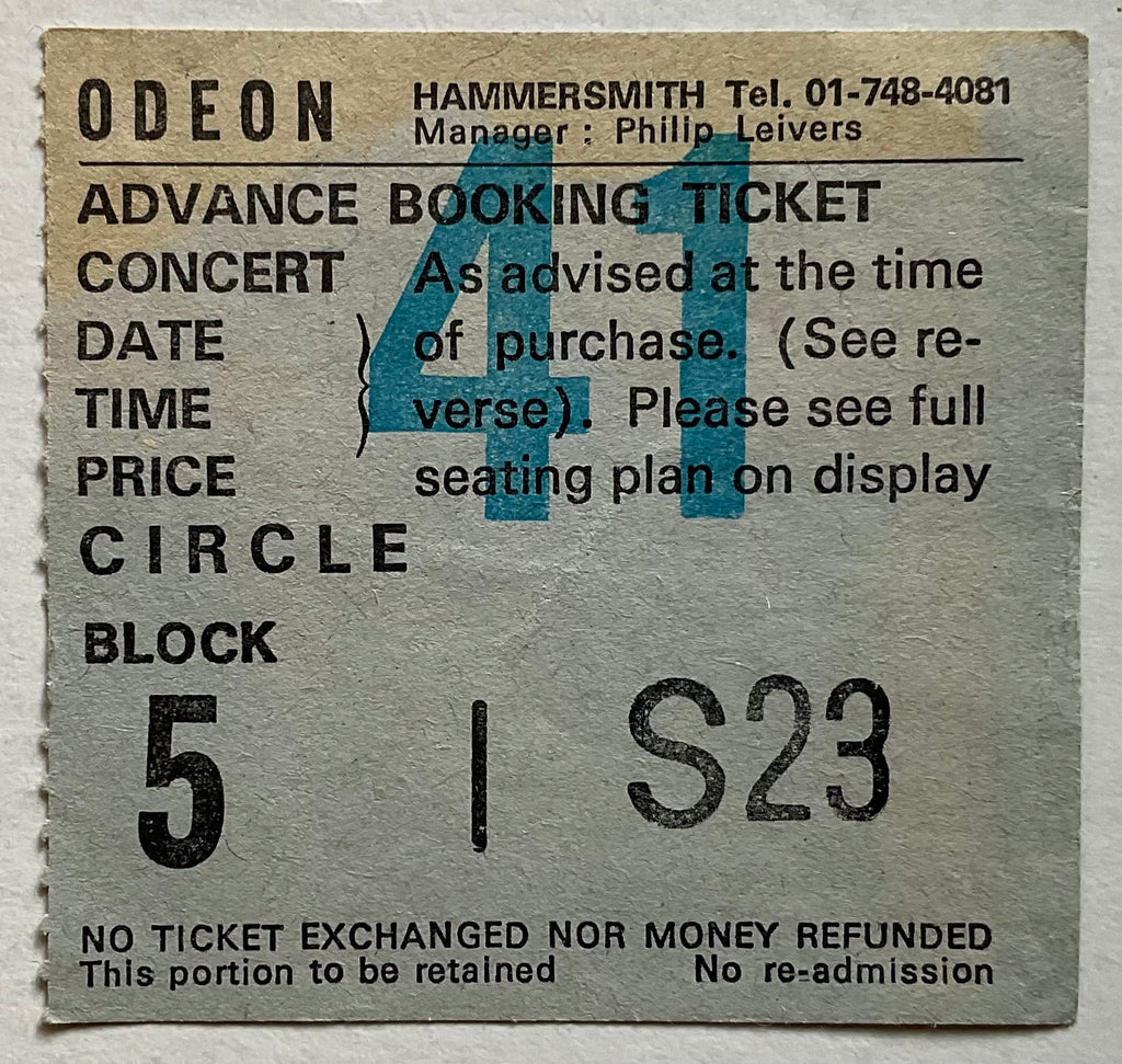 Blue Oyster Cult Magnum Original Used Concert Ticket Hammersmith Odeon London 8th Nov 1979
