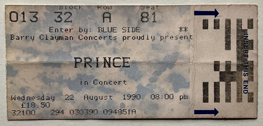 Prince Original Used Concert Ticket Wembley London 22nd August 1990