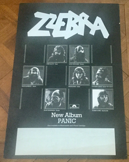 Zzebra Panic Original Promo Album & Concert Tour Gig Poster 1975