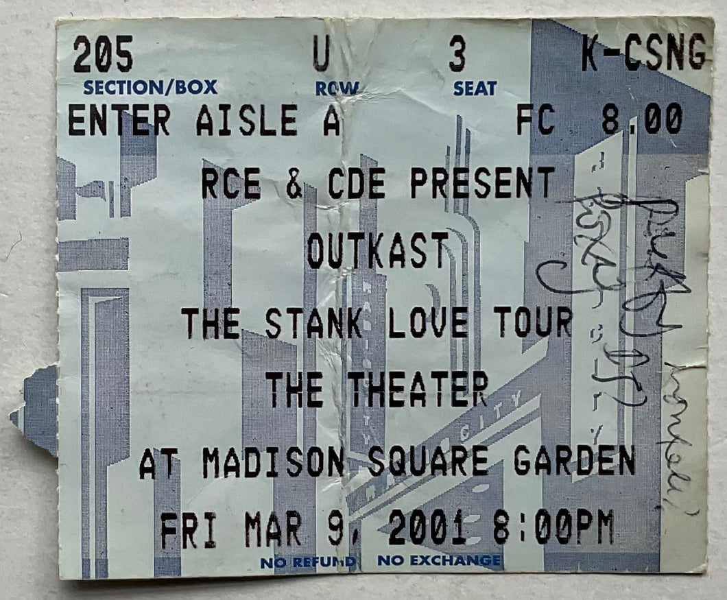 Outkast Original Used Concert Ticket Madison Square Garden New York 9th Mar 2001