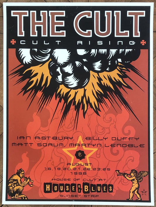 Cult Shepard Fairey Original Concert Tour Gig Poster House of Blues Los Angeles 16-25th Aug 1999