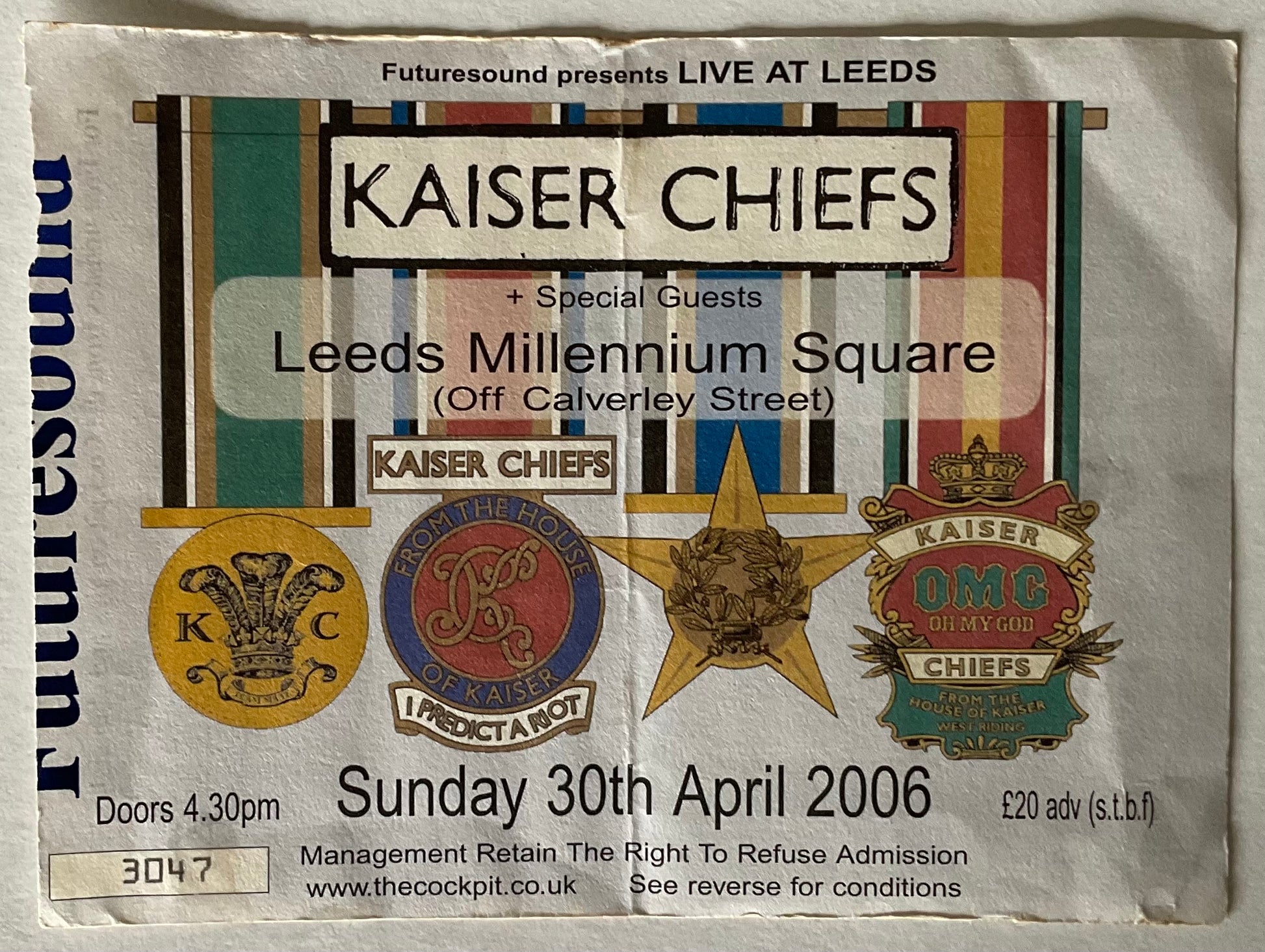 Kaiser Chiefs Original Used Concert Ticket Leeds Millennium Square 30th Apr 2006
