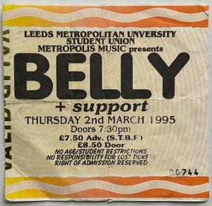 Belly Original Used Concert Ticket Leeds Metropolitan University 2nd Mar 1995
