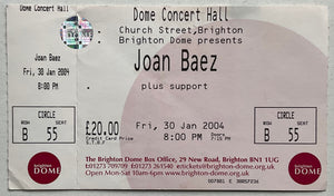 Joan Baez Original Unused Concert Ticket Dome Hall Brighton 30th Jan 2004
