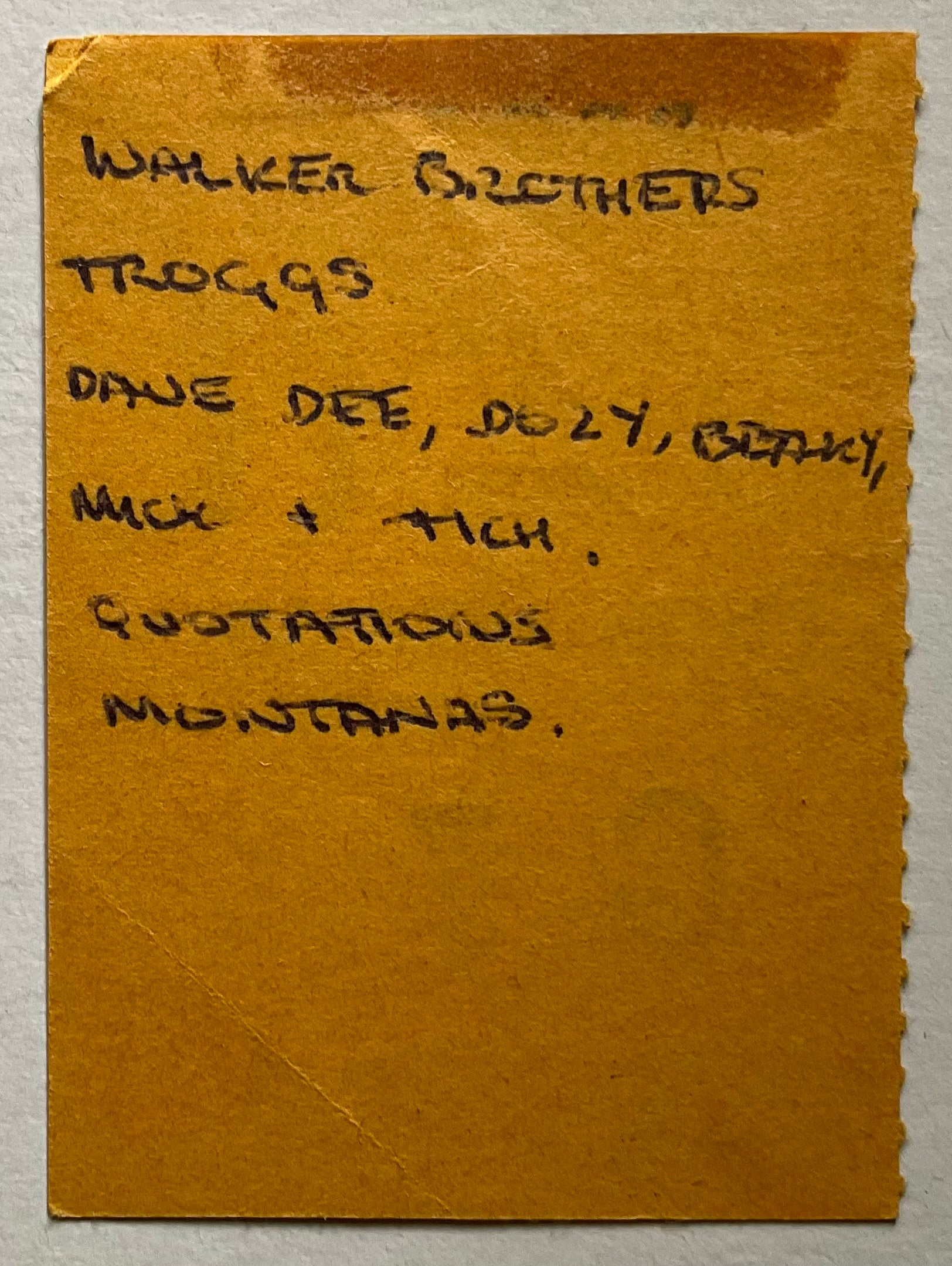 Walker Brothers, Troggs, Dave Dee Dozy Beaky Mick & Titch Concert Ticket Regal Cinema Cambridge 11th Nov 1966