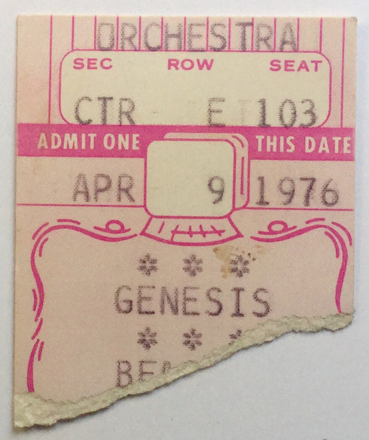 Genesis Original Used Concert Ticket Beacon Theatre New York 9th Apr 1976