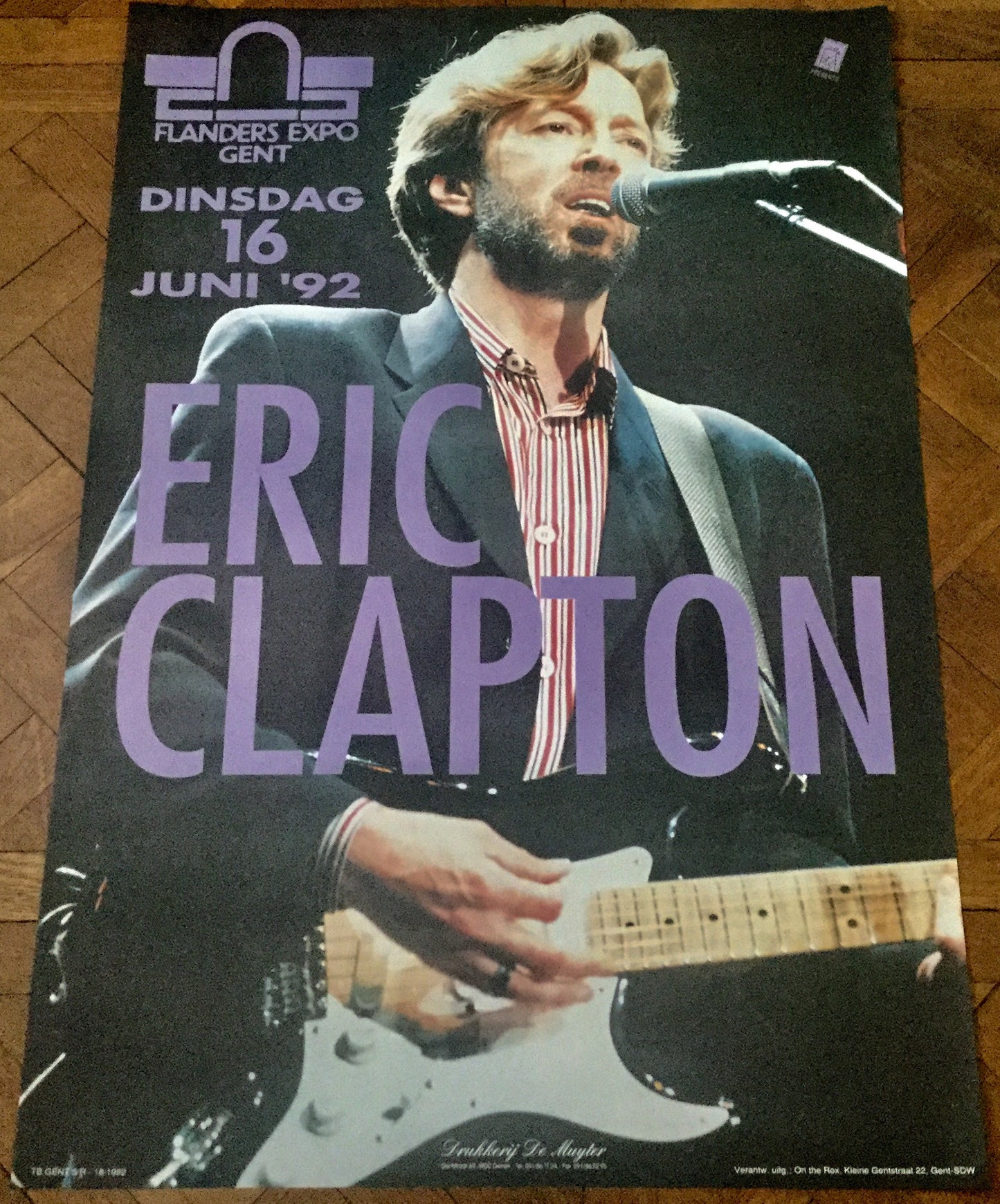 Eric Clapton Original Concert Tour Gig Poster Flanders Expo Gent 1992