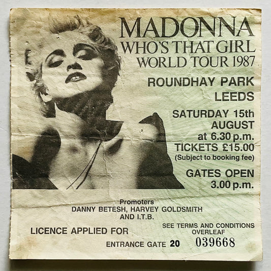 Madonna Original Used Concert Ticket Roundhay Park Leeds 15th Aug 1987