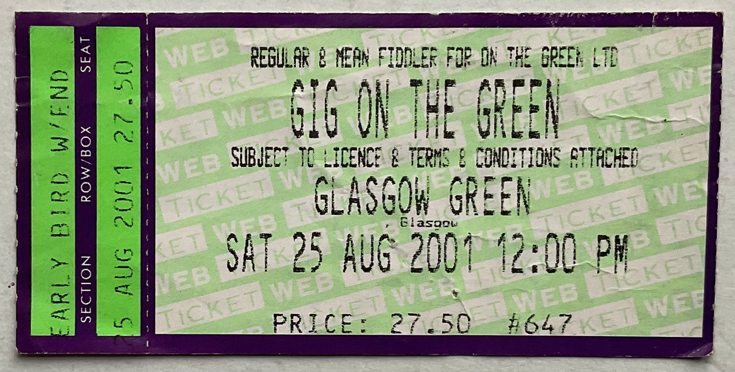 Eminem Marilyn Manson Original Used Concert Ticket Gig on the Green Glasgow 25th Aug 2001