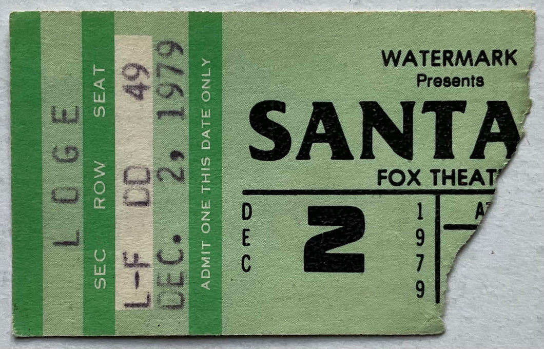 Santana Original Used Concert Ticket Fox Theatre Atlanta 2nd Dec 1979