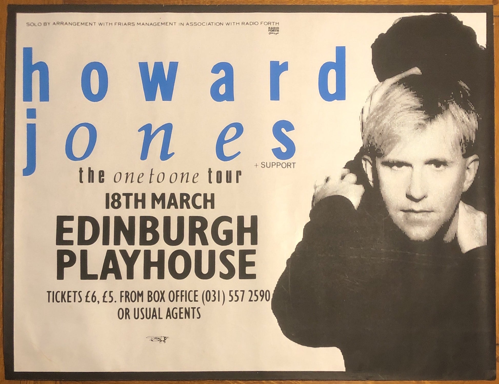 Howard Jones Original Concert Gig Poster Edinburgh Playhouse 18th March 1987