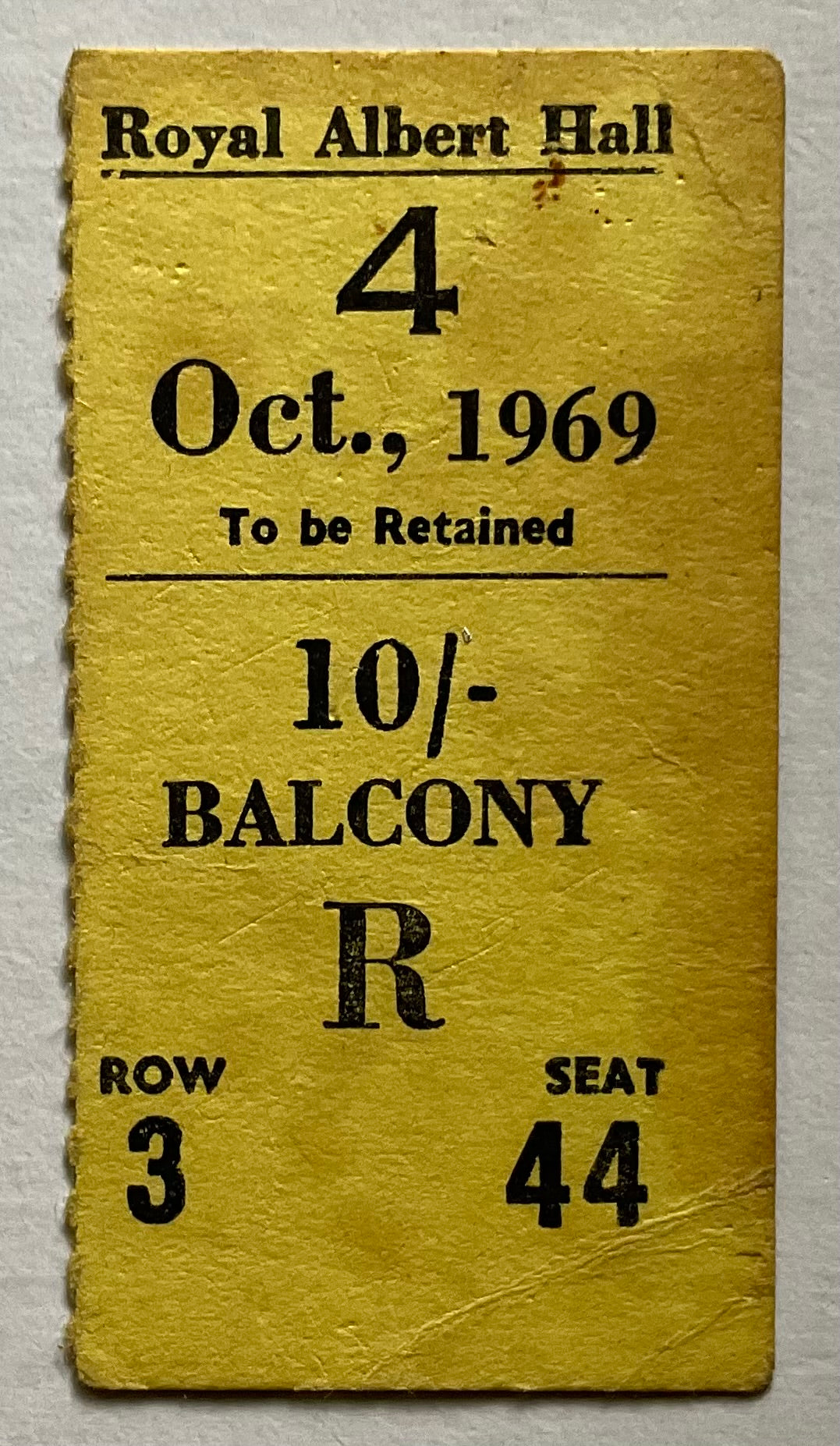 Pentangle Original Used Concert Ticket Royal Albert Hall London 4th Oct 1969