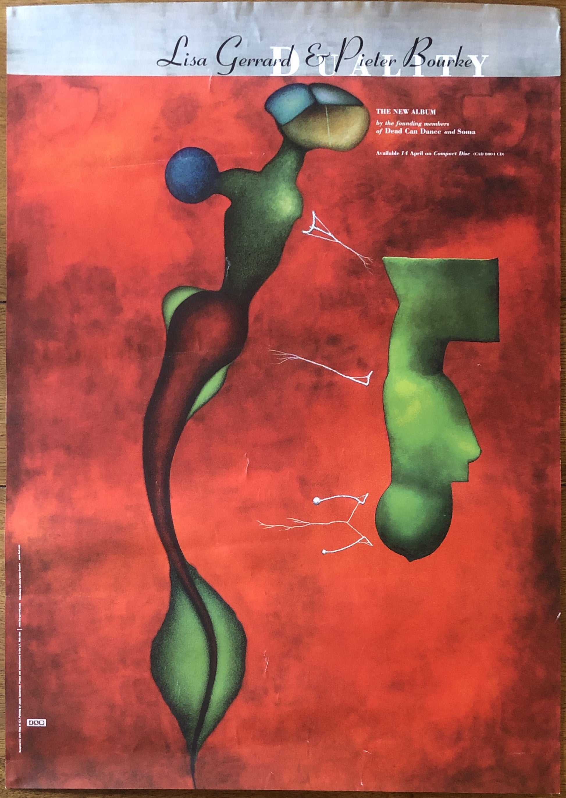 Lisa Garrard Pieter Bourke Duality Original Promo Poster 4AD Records 1998
