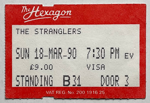Stranglers Original Used Concert Ticket The Hexagon Reading 18th Mar 1990