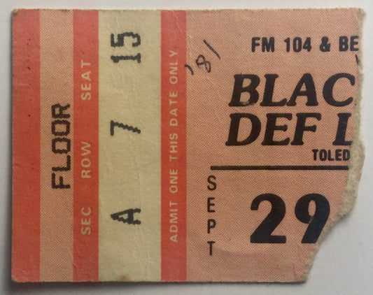 Def Leppard Blackfoot Original Used Concert Ticket Toledo Sports Arena 29th Sept 1981