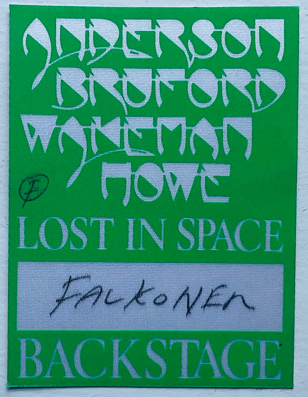 Anderson Bruford Wakeman Howe Original Unused Concert Backstage Pass Ticket  Falkonerteatret Copenhagen 6th Nov 1989