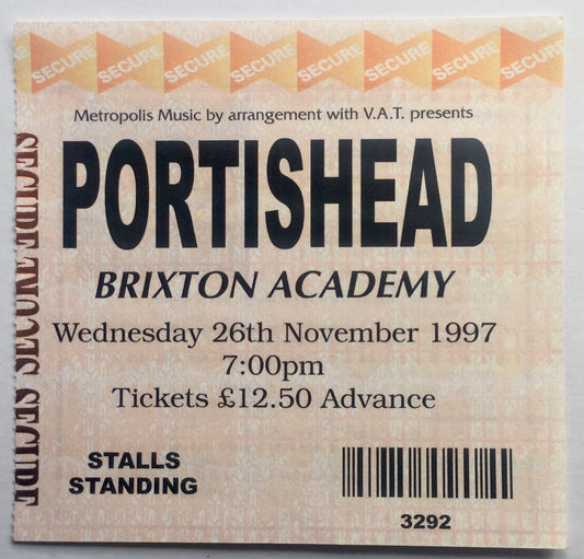 Portishead Original Used Concert Ticket Brixton Academy London 26th Nov 1997