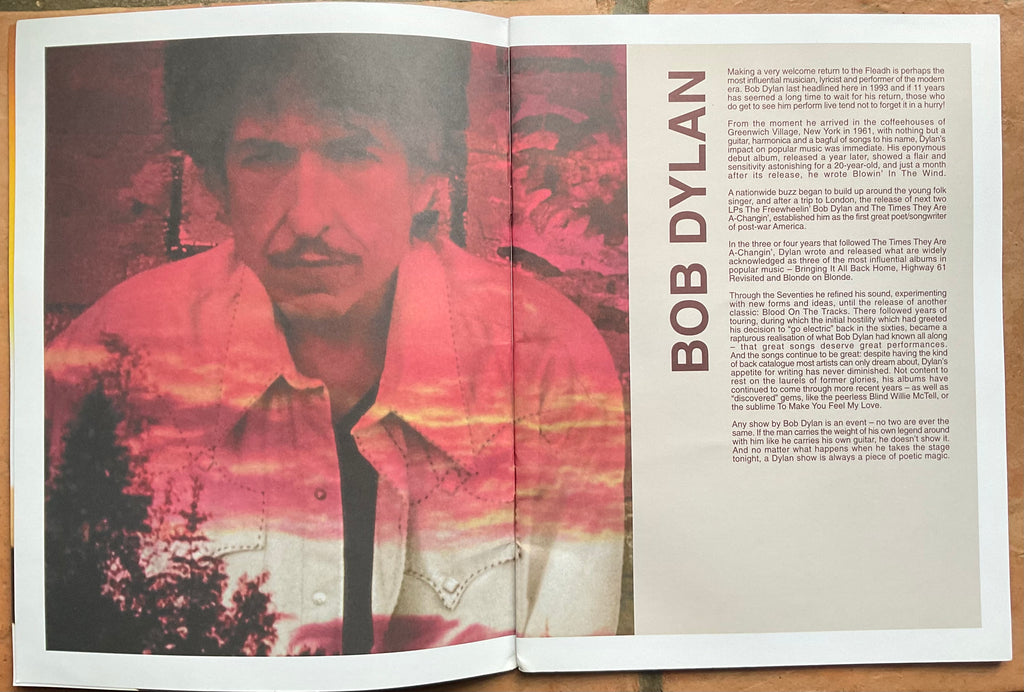 Bob Dylan Original Concert Programme FLEADH Finsbury Park London 20th Jun 2004