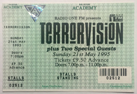 Terrorvision Original Unused Concert Ticket Brixton Academy London21st May 1995