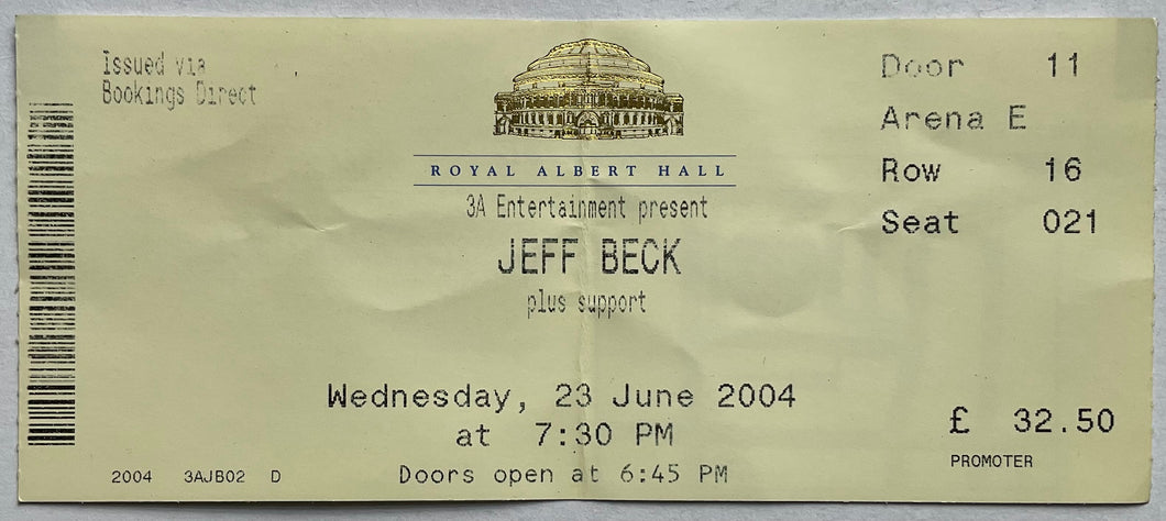 Jeff Beck Original Used Concert Ticket Royal Albert Hall London 23rd Jun 2004