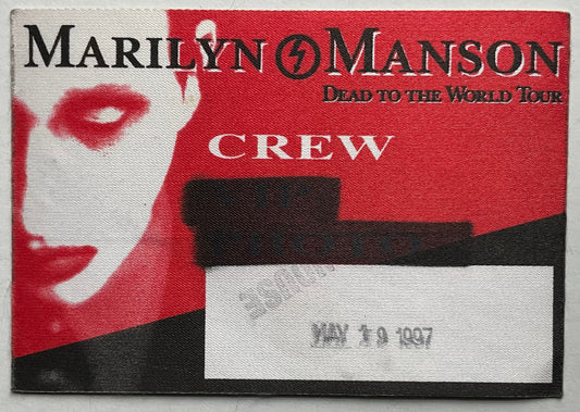 Marilyn Manson Original Unused Concert Backstage Pass Ticket Brixton Academy London 19th May 1997