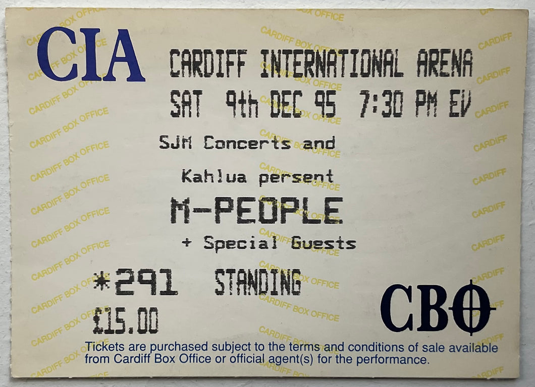 M People Original Used Concert Ticket Cardiff International Arena 9th Dec 1995