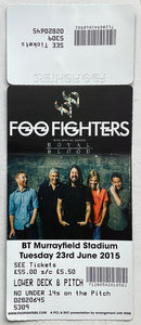 Foo Fighters Original Unused Concert Ticket BT Murrayfield Stadium Edinburgh 23rd Jun 2015