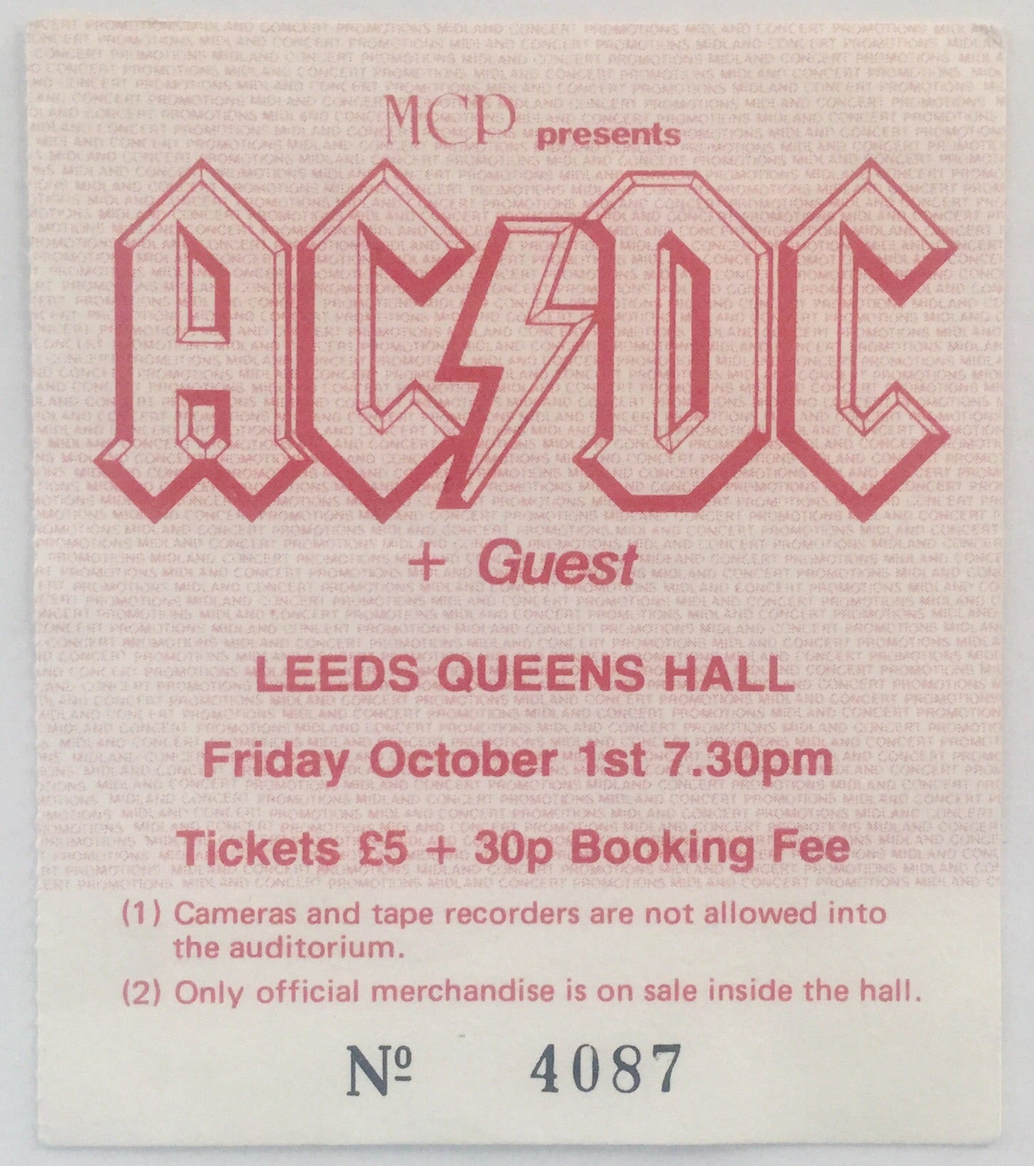 Offers Ac/Dc Vintage UK Concert Ticket 1982