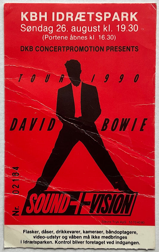 David Bowie Original Used Concert Ticket KBH Idrætspark Copenhagen 26th Aug 1990