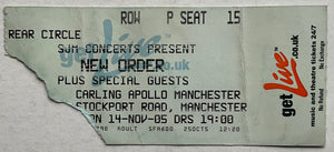Joy Division New Order Original Used Concert Ticket Apollo Theatre Manchester 14th Nov 2005
