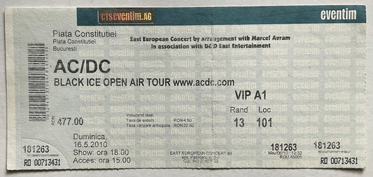 AC/DC Original Unused Concert Ticket Piata Constitutiei Bucharest 16th May 2010