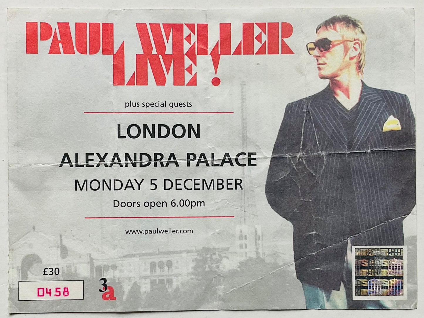 Paul Weller Original Used Concert Ticket Alexandra Palace London 5th Dec 2005