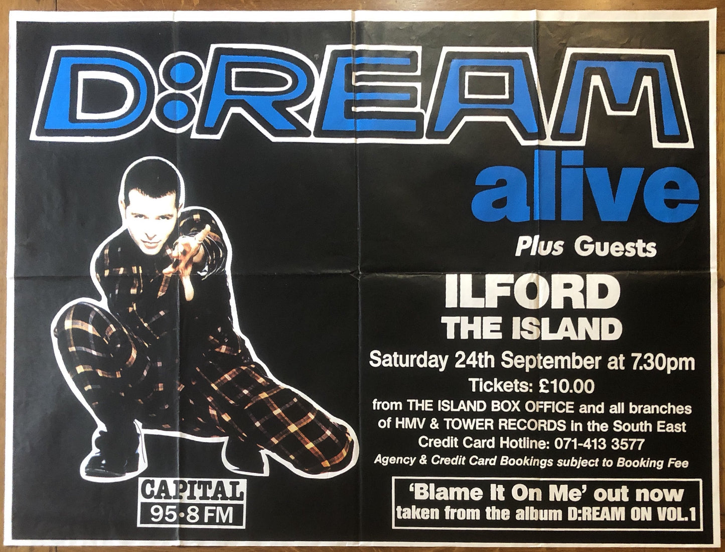 D:Ream D Ream Original Promo Concert Tour Gig Poster The Island Ilford 24th Sept 1994