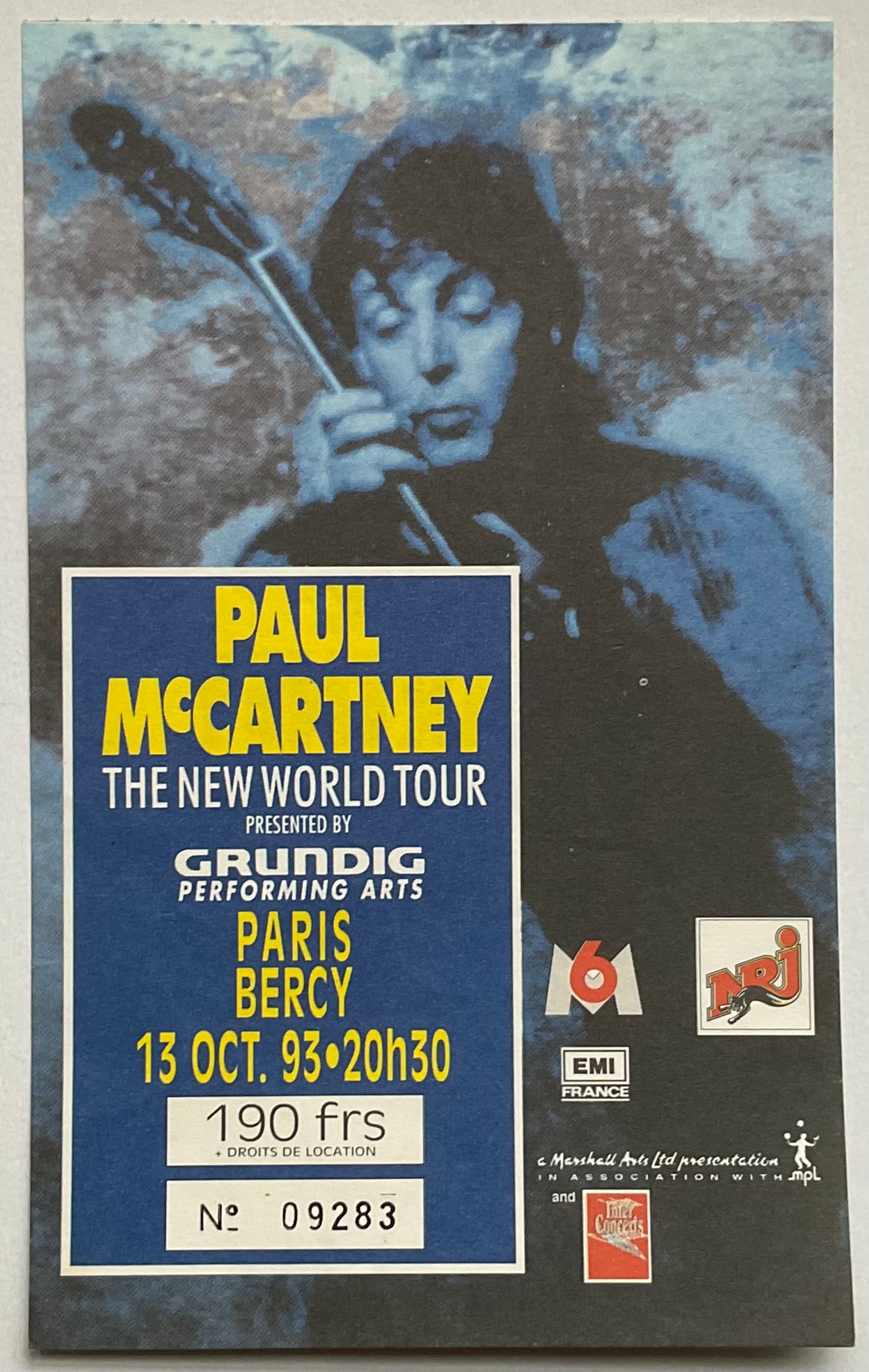 Beatles Paul McCartney Used Concert Ticket Palais Omnisports de Bercy Paris 13th Oct 93