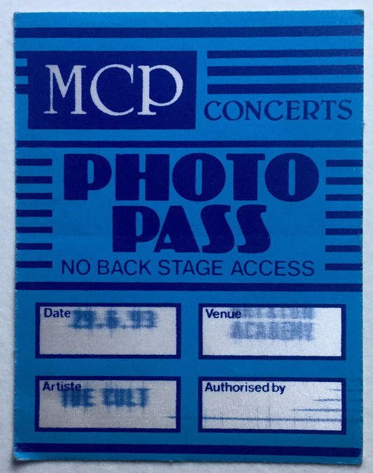 Cult Original Unused Concert Backstage Pass Ticket Brixton Academy London 29th June 1993