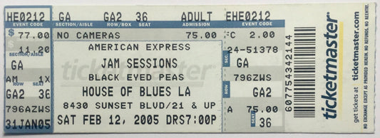 Black Eyed Peas Original Unused Concert Ticket House of Blues Los Angeles 12th Feb 2005