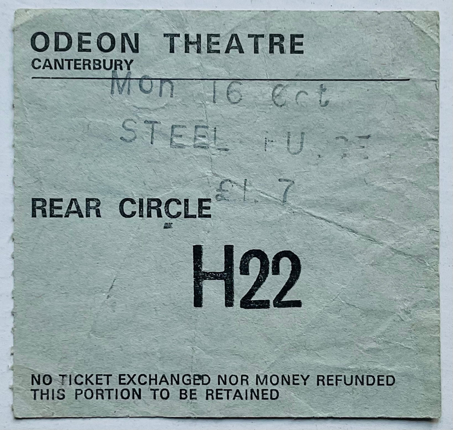 Steel Pulse Original Concert Ticket Odeon Theatre Canterbury 16th Oct 1978