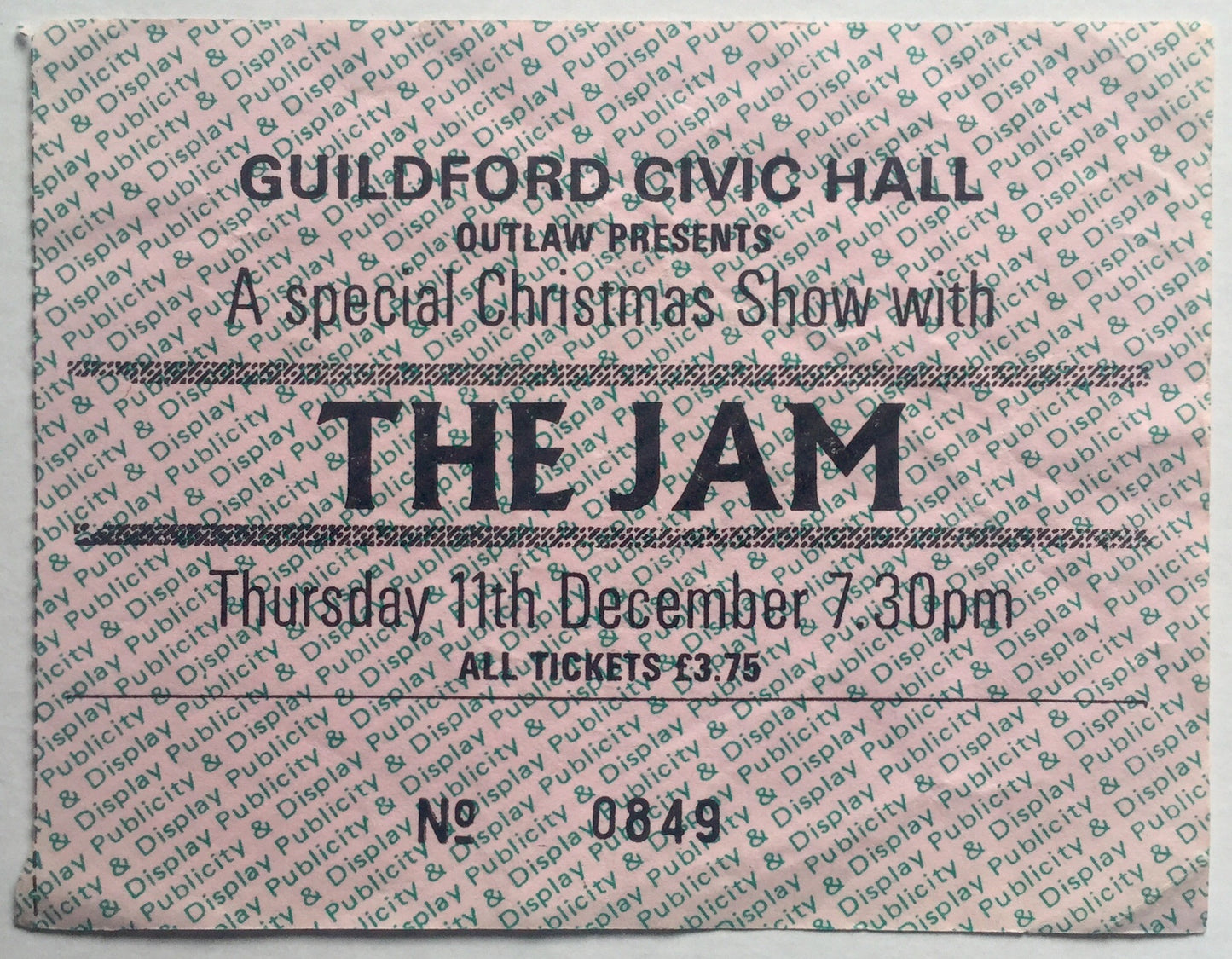 Jam Original Used Concert Ticket Guildford Civic Hall 11th Dec 1980