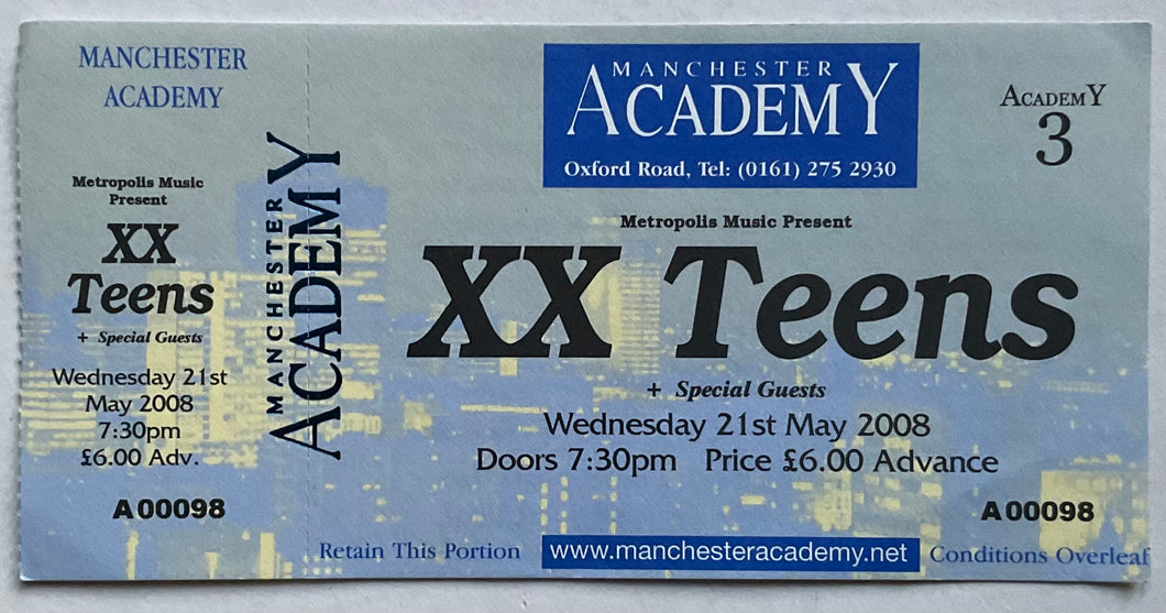 XX Teens Original Unused Concert Ticket Manchester Academy 21st May 2008
