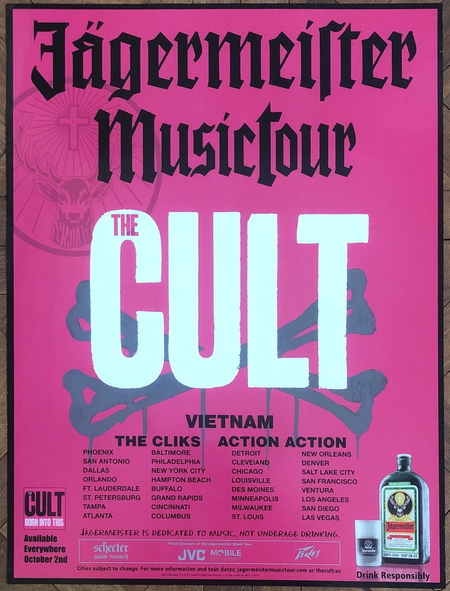 Cult Original Concert Tour Gig Poster U.S.A. Jägermeister Musictour 17th Oct - 9th Nov 2007