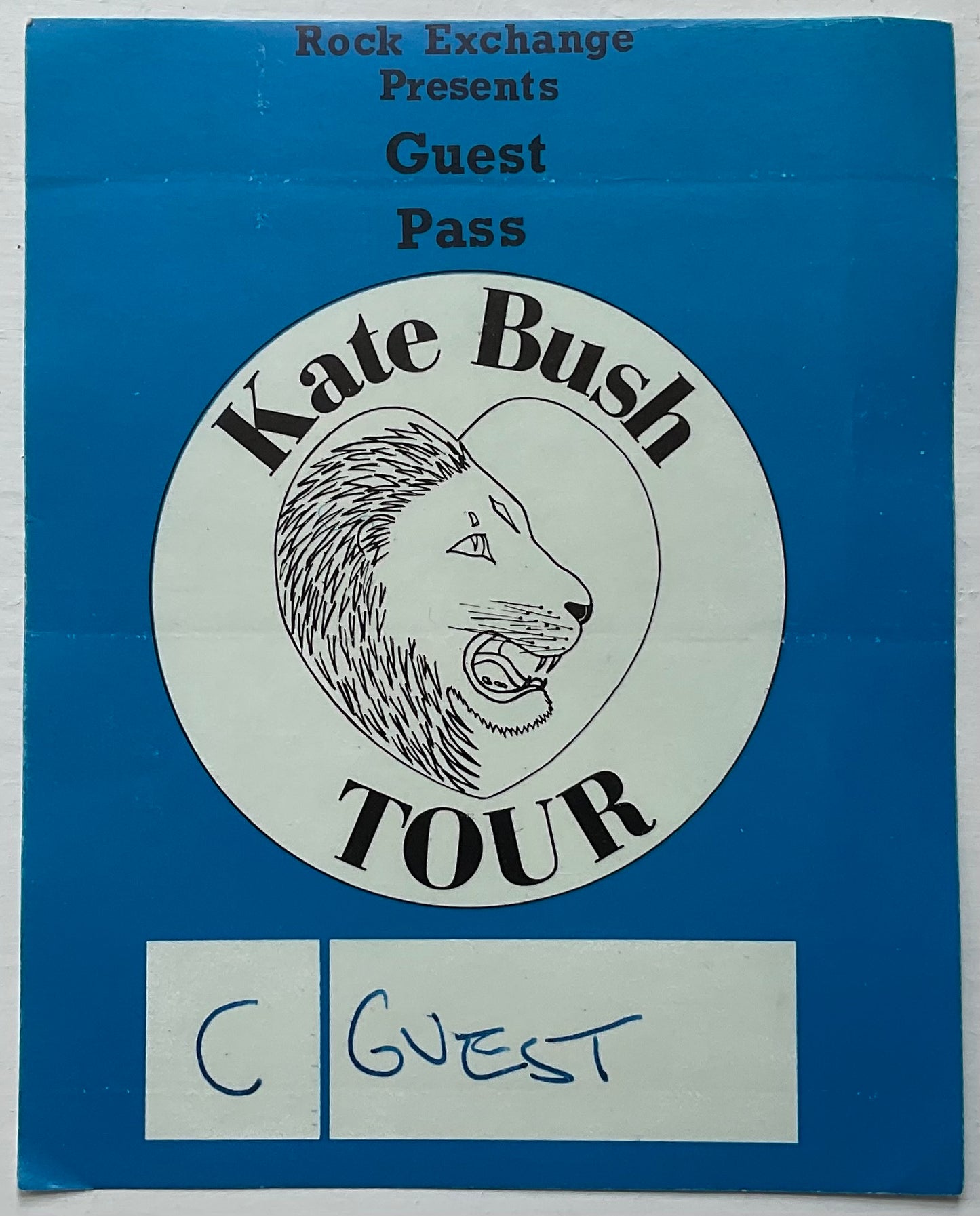 Kate Bush Original Unused Blue Concert Backstage Pass Ticket Falkonerteatret Copenhagen 26th Apr 1979