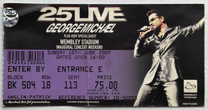 George Michael Original Used Concert Ticket Wembley Stadium London 10th June 2007