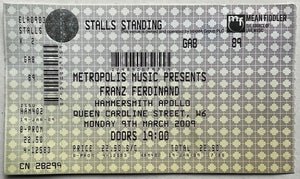 Franz Ferdinand Original Unused Concert Ticket Hammersmith Apollo London 9th Mar 2009